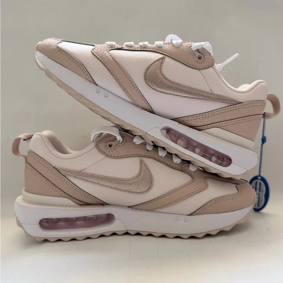 Nike Women's Beige and Pink Air-Cushioned Sneakers - Picture 5 of 6